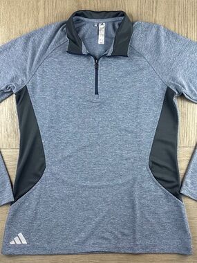M Adidas Blue UPF 1/4 Zip Long Sleeve Athletic Pullover Womens